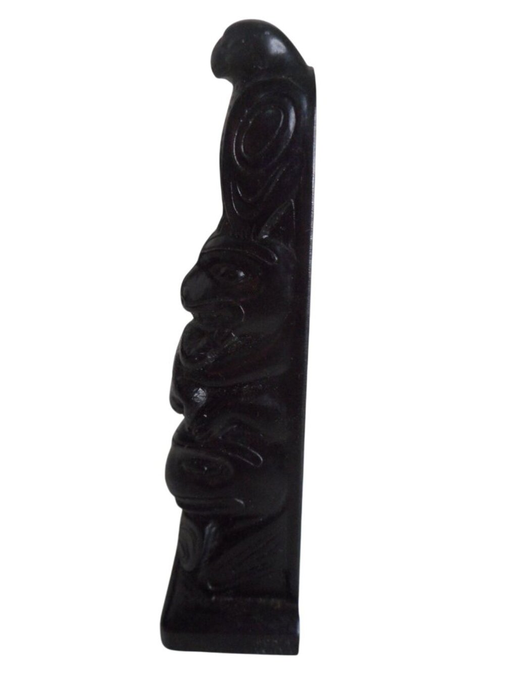 Vintage Black 5" Totem Pole BOMA Canada Raven Frog Beaver Resin Cast - Picture 5 of 7